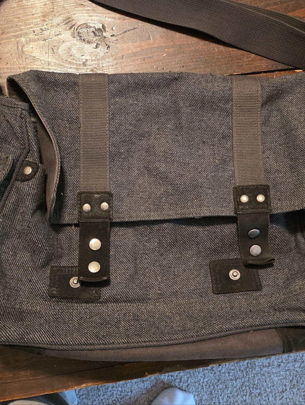 Universal Standard Charcoal Gray Canvas Messenger Bag